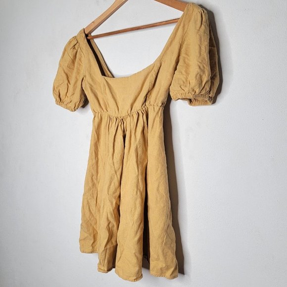 Show Me Your Mumu Small S Dark Yellow Short Sleeve Baby Doll Top‎ Women's - Picture 3 of 6